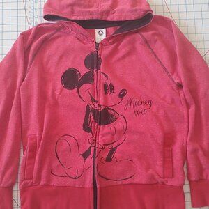 Mickey Mouse XOXO Disney Store Zip Hoodie Sweatshirt Men's Size Large Red Zipper